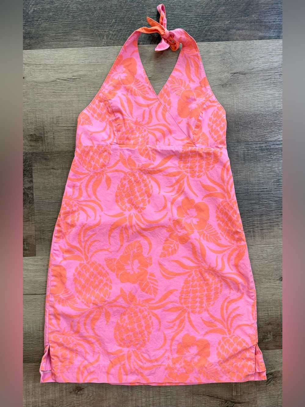 Lilly Pulitzer Girls  Vintage Pink and Orange Pineapple 🍍 Halter Dress Size 14